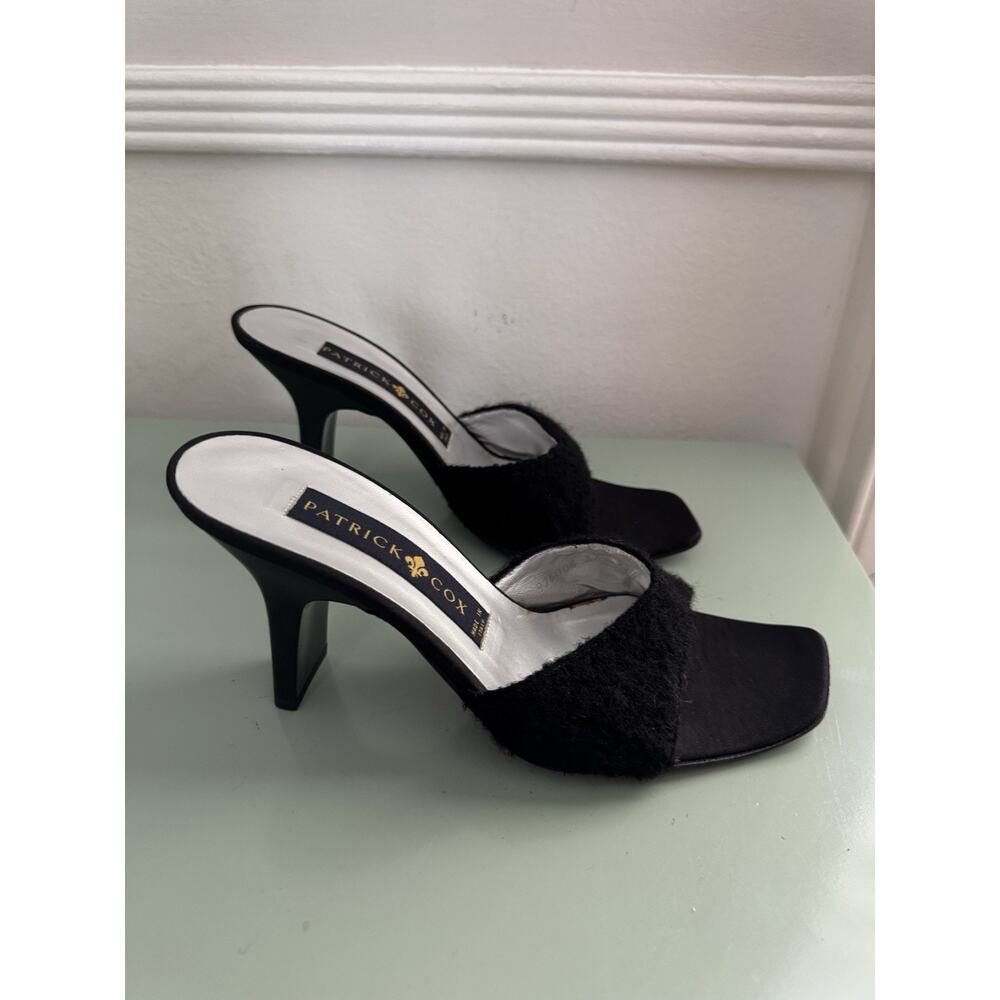 Vintage Y2K Patrick Cox Black Fuzzy Sandal Heels‎ Pumps Shoes Unworn Size 37
